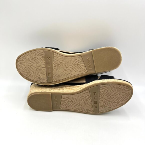 Lifestride Womens Size 9.5 Black Espadrilles Wedges Sandals Shoes - Picture 9 of 13
